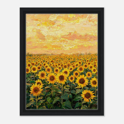 Golden Sunflower Field at Sunset Impressionist Art Print