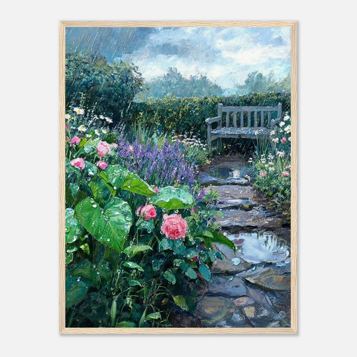 Raindrops in the Secret Garden Impressionist Art Print