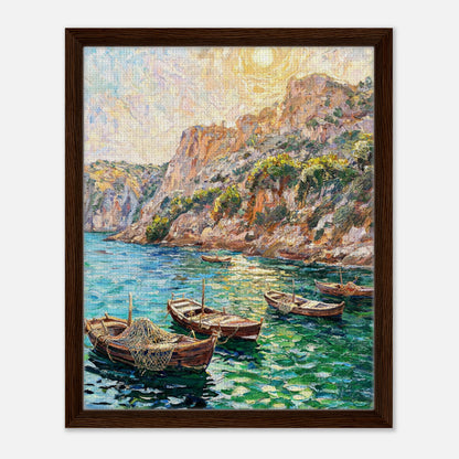 Mediterranean Coastal Cove Fishing Boats Impressionist Art Print