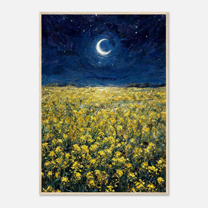 Moonlit Golden Wildflower Field Impressionist Art Print