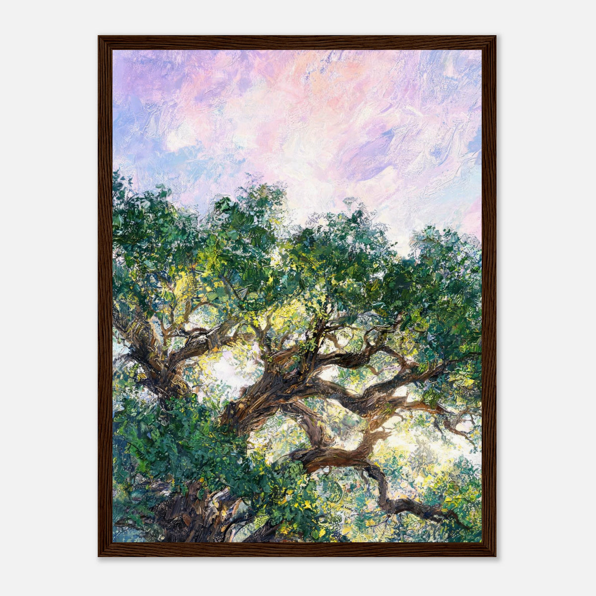 Ancient Tree & Pastel Sky Impressionist Art Print