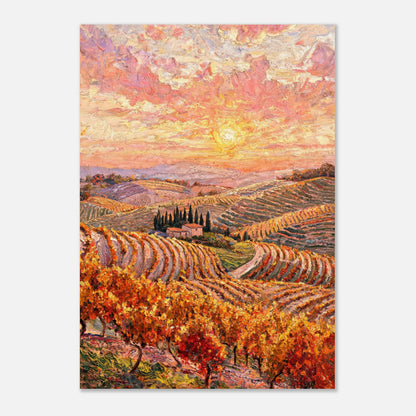 Tuscan Hills Autumn Sunset Vineyard Impressionist Art Print