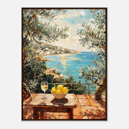 Mediterranean Terrace Lemons Sea View Impressionist Art Print
