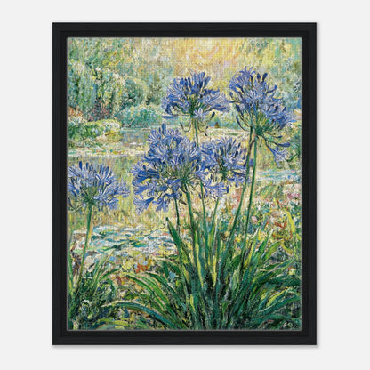 Blue Agapanthus & Sunlit Garden Impressionist Art Print