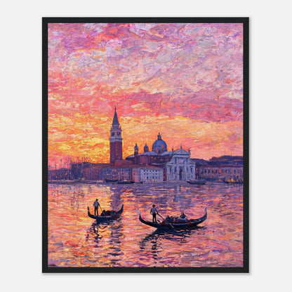 Venetian Gondolas at Sunset Impressionist Art Print