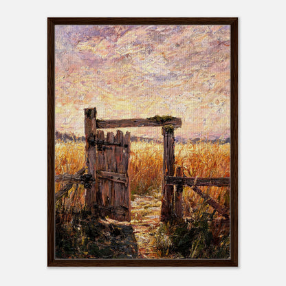 Rustic Wooden Gate to Golden Field Impressionist Art Print
