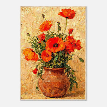 Vibrant Red Poppies in Terracotta Vase Impressionist Art Print