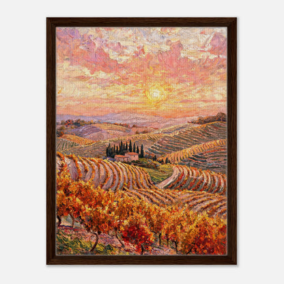 Tuscan Hills Autumn Sunset Vineyard Impressionist Art Print