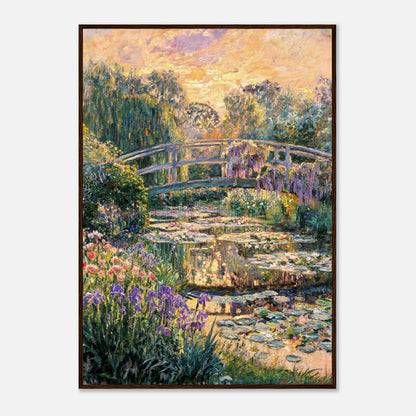 Golden Sunset Japanese Bridge Impressionist Art Print