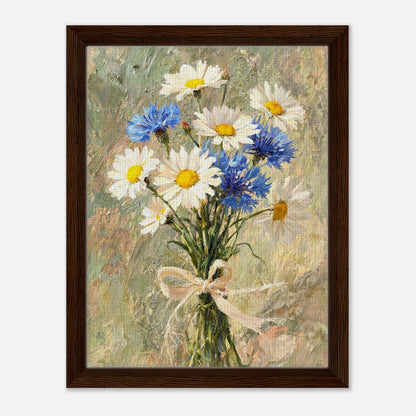 Wild Daisy & Blue Cornflower Bouquet Impressionist Art Print