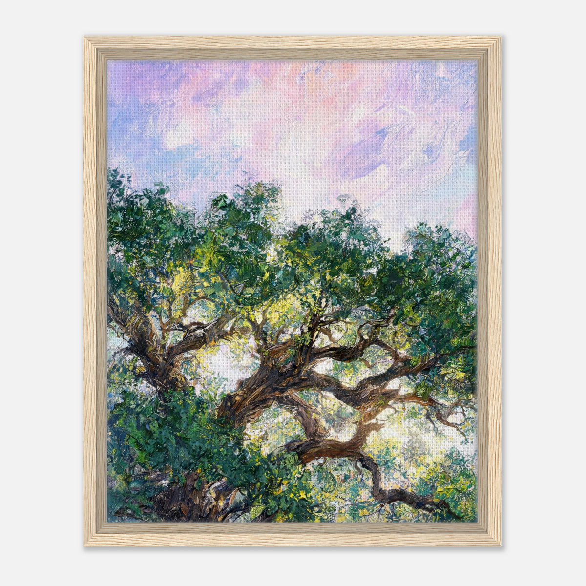 Impressionist Sunlit Tree Framed Canvas Wall Art