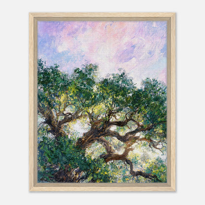 Impressionist Sunlit Tree Framed Canvas Wall Art