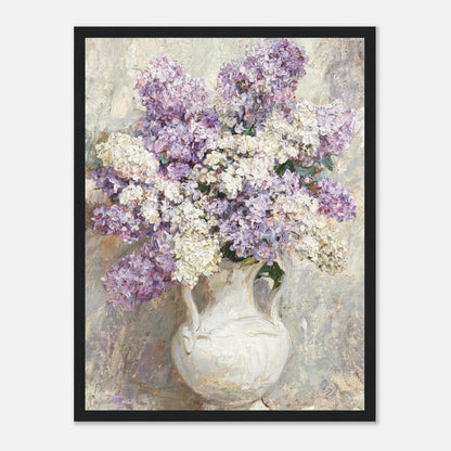 Lilac Blossoms in White Ceramic Vase Impressionist Art Print