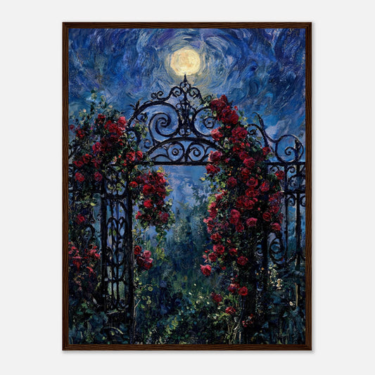 Moonlit Rose Arch Garden Impressionist Art Print