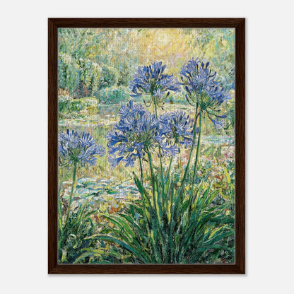 Blue Agapanthus & Sunlit Garden Impressionist Art Print