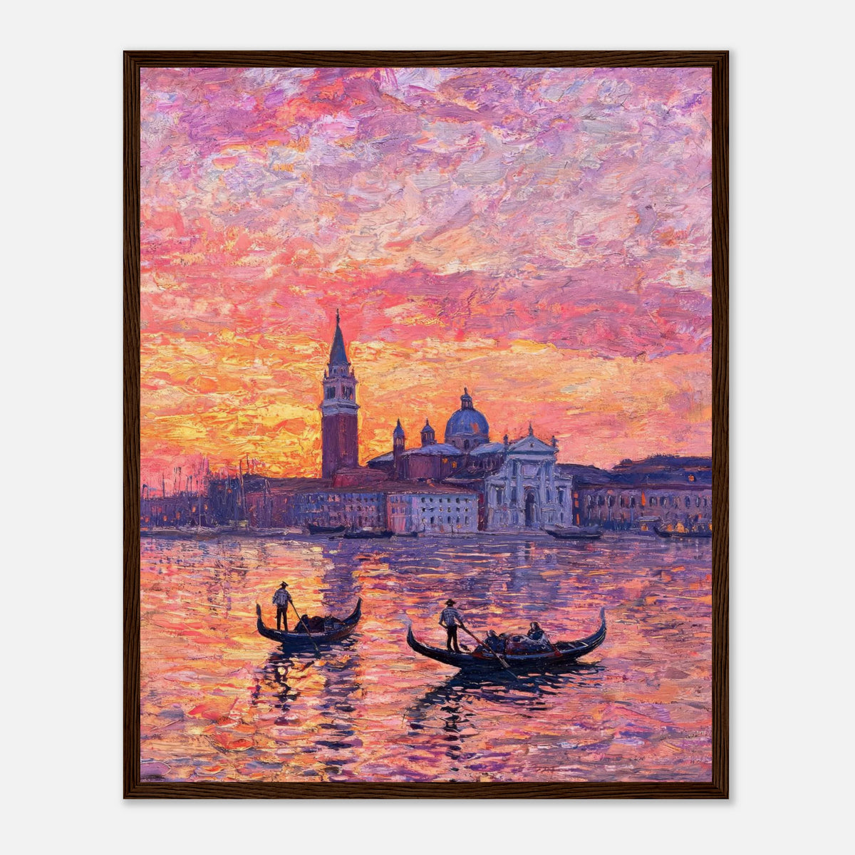 Venetian Gondolas at Sunset Impressionist Art Print