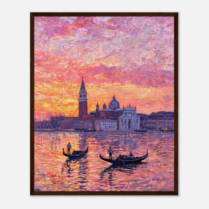 Venetian Gondolas at Sunset Impressionist Art Print