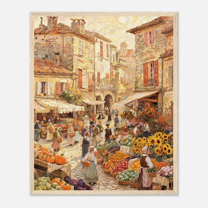 Autumn European Village Market Impressionist Art Print