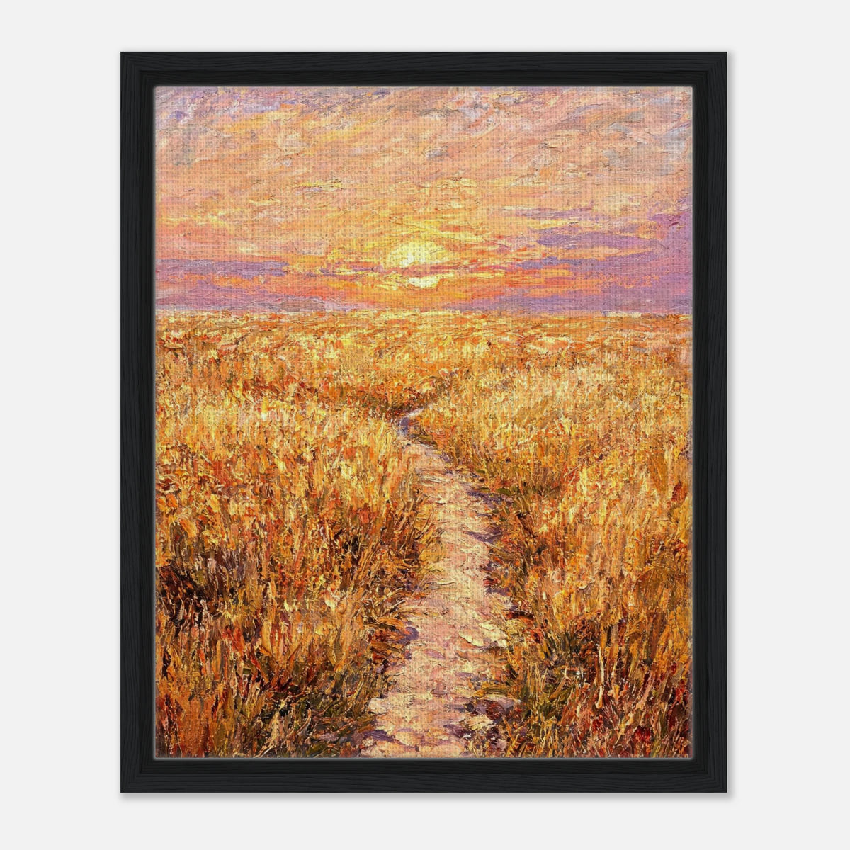Golden Meadow at Sunset Impressionist Art Print