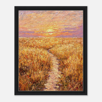 Golden Meadow at Sunset Impressionist Art Print