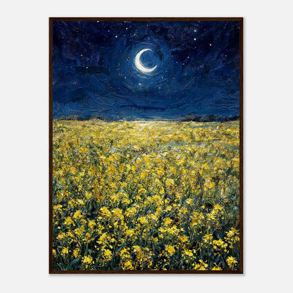 Moonlit Golden Wildflower Field Impressionist Art Print