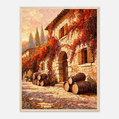 Autumn European Winery Wine Barrels Impressionist Art Print