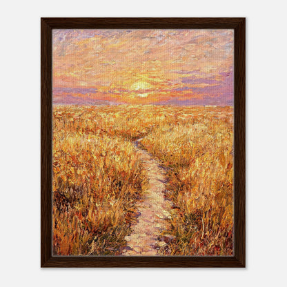 Golden Meadow at Sunset Impressionist Art Print