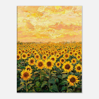 Golden Sunflower Field at Sunset Impressionist Art Print
