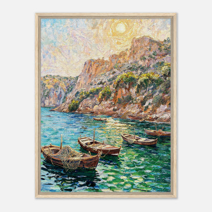 Mediterranean Coastal Cove Fishing Boats Impressionist Art Print