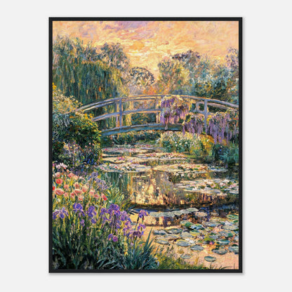 Golden Sunset Japanese Bridge Impressionist Art Print
