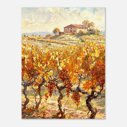 Tuscan Vineyard in Autumn Impressionist Art Print