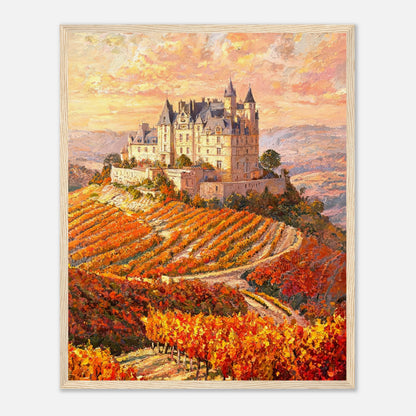 Autumn French Castle Vineyard Impressionist Art Print