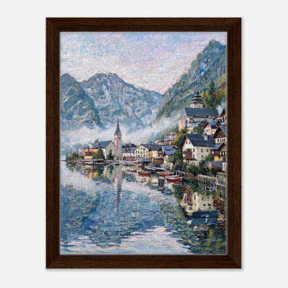 Alpine Lakeside Village Impressionist Art Print