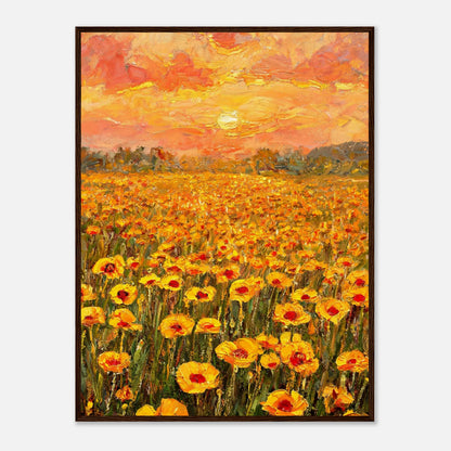 Golden Poppy Field at Sunset Impressionist Art Print