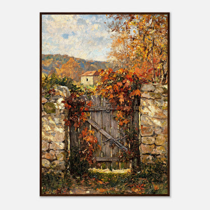 Autumn Garden Gate Cottage Impressionist Art Print