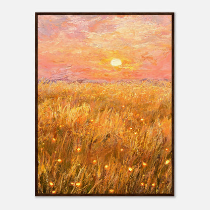 Golden Wheat Field at Sunset Impressionist Art Print