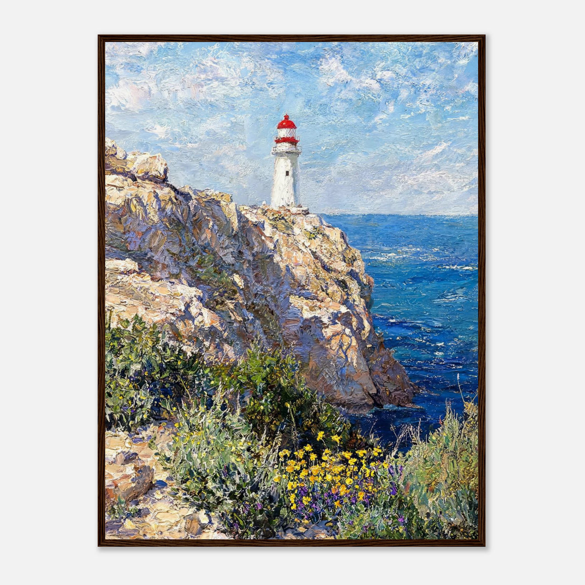 Coastal Cliff Lighthouse Coastal View Impressionist Art Print
