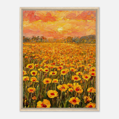 Golden Poppy Field at Sunset Impressionist Art Print