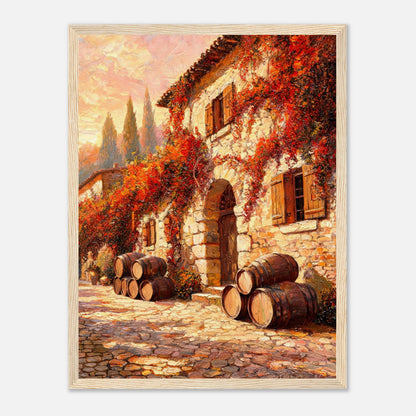 Autumn European Winery Wine Barrels Impressionist Art Print