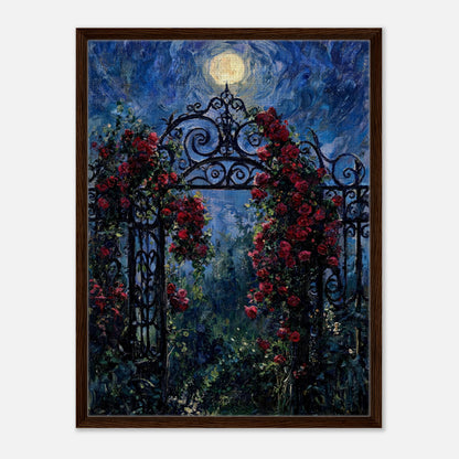 Moonlit Rose Arch Garden Impressionist Art Print