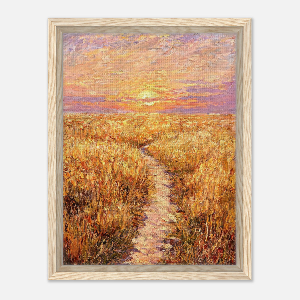 Golden Meadow at Sunset Impressionist Art Print