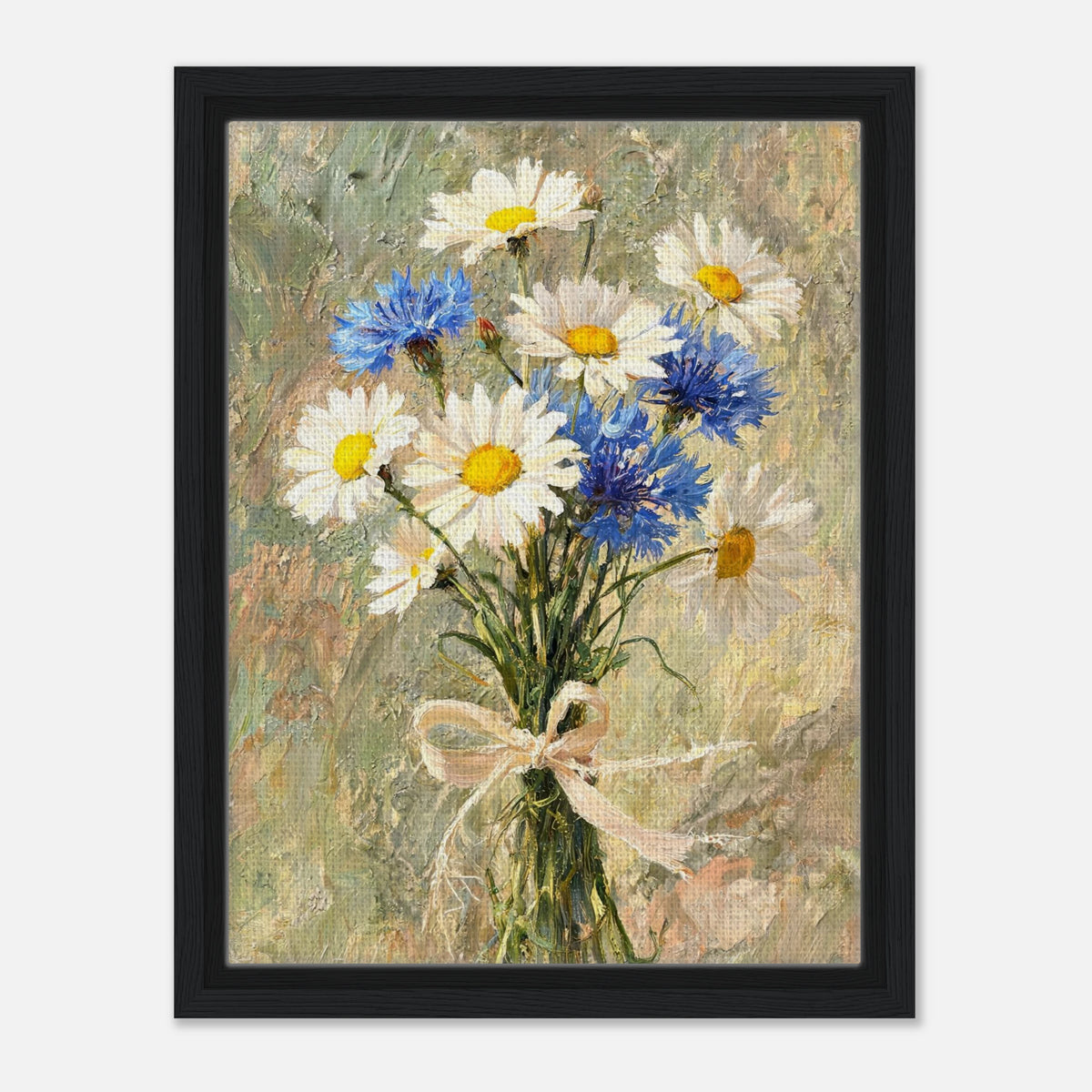 Wild Daisy & Blue Cornflower Bouquet Impressionist Art Print