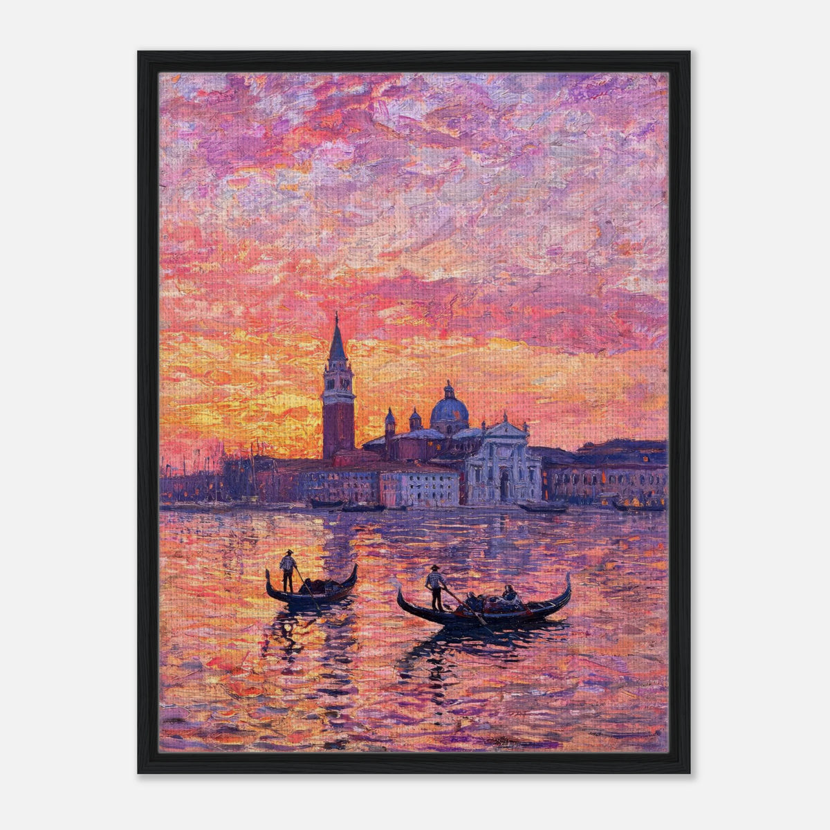 Venetian Gondolas at Sunset Impressionist Art Print