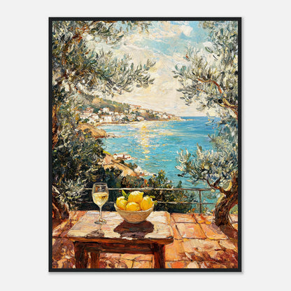 Mediterranean Terrace Lemons Sea View Impressionist Art Print