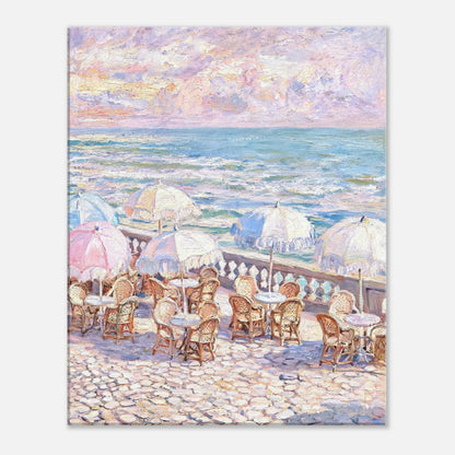 Pastel Seaside Cafe Impressionist Art Print