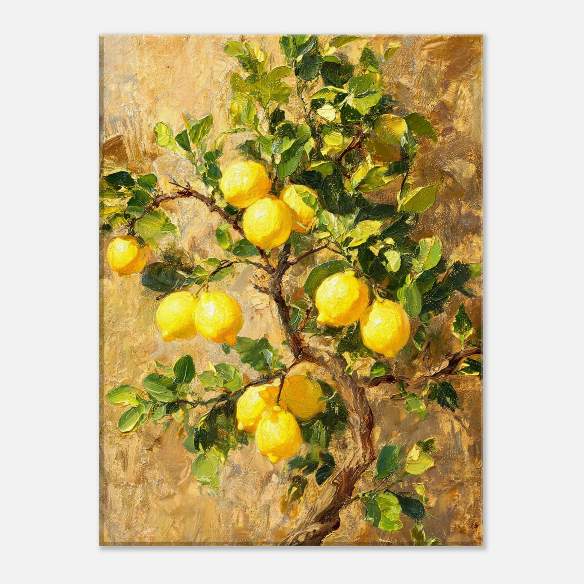 Sunlit Lemon Tree & Mediterranean Orchard Impressionist Art Print