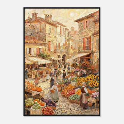 Autumn European Village Market Impressionist Art Print