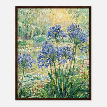 Blue Agapanthus & Sunlit Garden Impressionist Art Print