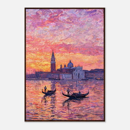 Venetian Gondolas at Sunset Impressionist Art Print