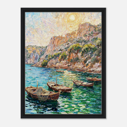 Mediterranean Coastal Cove Fishing Boats Impressionist Art Print